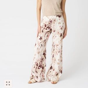 NWT 120% Lino Japanese flower wide leg pants